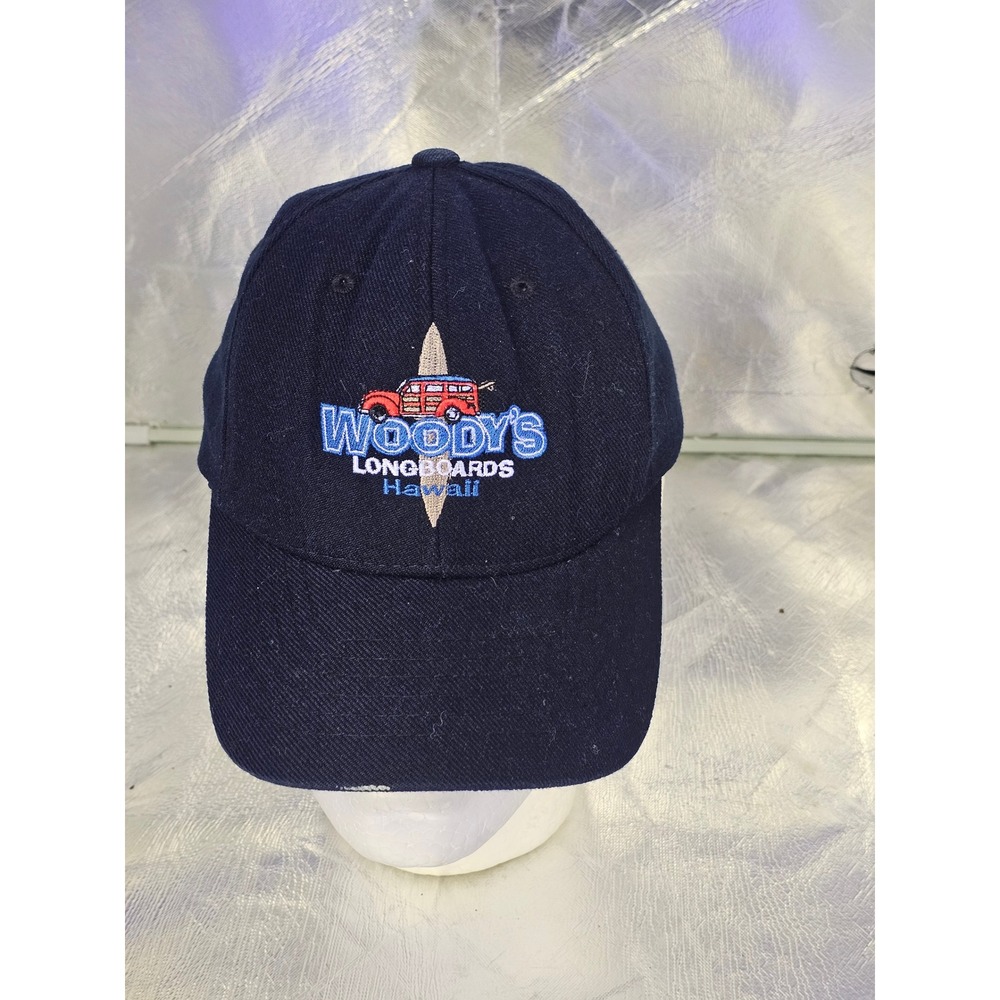 Woody's Longboards Hawaii Navy Blue Embroidered Surf Hat Magic Headwear Cap